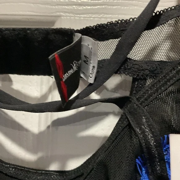 Sexy lingerie blue lace & sheer black negligee/chemise underwire bra - Picture 4 of 7